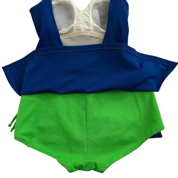 JC Penney Vintage 70s One Piece Swimsuit Blue/Green M/L - Picture 4 of 12